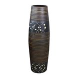 fanquare Large Brown Striped Ceramic Floor Tall Vase, Flower Vase Home Decorative Vase, Height 50cm