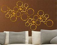 Wall1ders 40 Rings Seven Size Mirror Stickers for Wall, Acrylic Mirror Wall Decor Sticker, Wall Mirror Stickers, Acrylic Stickers, Wall Stickers for Hall Room, Bed Room, Kitchen. (Golden)