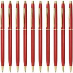 Cambond Ballpoint Pens Red Pens - Metal Black Ink 1.0 mm Medium Point Retractable Nice Pens Smooth Writing Pen for Journaling Men Women Police Uniform Office Business, 10 Pack (Red)