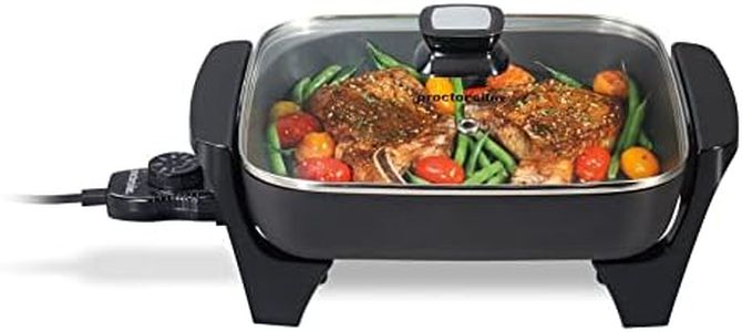 Proctor Silex Electric Skillet with Lid, 116 sq. in. Nonstick Cooking Surface for Frying, Sauteing, Simmering and Braising, Adjustable Temp 200° to 400° F, Black (38526PS)