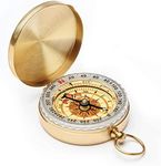 EZONEDEAL Camping Survival Compass, Classic Pocket compass Metal Copper Clamshell Compass, Glow in The Dark Military Compass for Hiking Camping Hunting Climbing Outdoor Survival Gear Navigation Tool