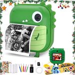 Shirstar Dinosaur Instant Camera for Kids, 1080P HD Video, 2.4 Inch IPS Screen, 32GB TF Card, Thermal Printer Technology