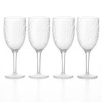 ZOPPER Plastic Wine Glasses Reusable Set of 4 Large BPA-Free Shatterproof Cups, Dimpled Design, Dishwasher Safe – Ideal for BBQ, Poolside, Camping, Outdoor Parties