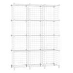 AWTATOS Wire Cube Storage Organizer, 12-Cube Metal Grids Storage Shelves, Closet Organizers and Storage, DIY Modular Bookshelf, Portable Clothing Storage Shelf for Kids, Bedroom, Closet, White