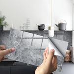 HORIWE Marble Tile Stickers for Bathroom Kitchen Backsplash Waterproof Oil Proof DIY Self Adhesive New PVC Wall Stickers Home Decor 12x6 Inches 16pc (Grey Marble Pattern, 30x15cm(12"x6") - 16PCS)