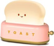 Cute Toast Night Lamp,Dimmable Bread LED Night Light Rechargeable Desk lamp, Portable Bedroom Bedside Lamps,Christmas Birthday Lights for Girls Boys (Pink)