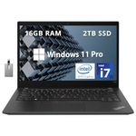 Lenovo Thinkpad T14s Gen 2 14" UHD Business Laptop, Intel Core i7-1165G7, 16GB RAM, 2TB SSD, Fingerprint Reader, Backlit Keyboard, WiFi 6E, Bluetooth, Win 11 Pro, Black, 32GB Hotface USB Card