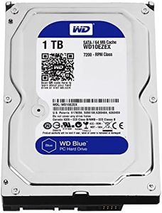 Western Digital(WD) BLUE Deskptop 1TB( 1Terabyte) 3.5"Hard Disk Drive, 5400~7200RPM, SATA3 ( 6.0GB/s), 64MB Cache, IDEAL for PC/Mac/CCTV/NAS/DVR/Raid and SATA Applications, 1YR Warranty (Blue)