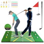 Golf Hitting Mat 5 x 4 ft Floating Golf Green for Pool Golf Turf Practice Mat Outdoor Indoor Perfect Golf Present for Backyard Driving Chipping Swing, Men/Dad/Husband/Boys/Golf Lovers