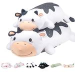 Mewaii 25in Long Cow Plush Pillows Stuffed Animals Squishy Pillows - Plushie Lying Cow Sleeping Hugging Plush Pillow Soft Toys for Kids