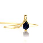 Orovi Gold necklace for women - Blue Sapphire Pendant with 45cm Gold Chain - Solid 9k/375 Yellow Gold - September birthstone - Hypoallergenic