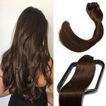 Dark Brown Clip in Hair Extensions Real Human Hair 70G 100% Remy Human Hair Clip in Extensions Straight 7pcs 16clips for Women(18 Inch #2)