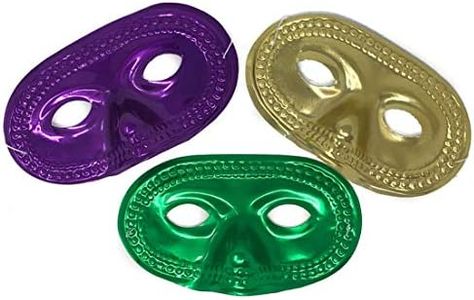 50 Piece Mardi Gras Masks - Metallic Masquerade Half Party Masks - Bulk