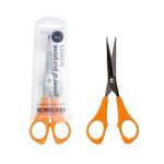 Korbond General Purpose Scissors 5 INCH (13cm) Comfort Grip Professional, Household, Fabric, Crafting, Kitchen. AMBIDEXTROUS – for Right-& Left-Handed Users, 5inch, Yellow