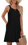 MISFAY Women's Beach Cover Up Tank Dress Casual Vacation Short Summer Halter Dresses with Pockets,Black,M