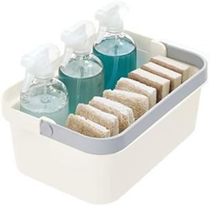 iDesign boîte de Rangement pour la Salle de Bain, boîte à Bijoux avec poignée en Plastique recyclé sans BPA, boîte Rangement Plastique pour Articles ménagers, Gris Clair/Blanc