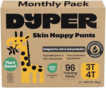 DYPER Toddler Training Pants 3T-4T for Boys & Girls Hypoallergenic, Unscented, Plant-Based & Perfect for Sensitive Skin, Leakproof Potty Training Pants for Day & Overnight Protection