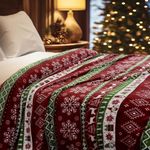 PHF Ultra Soft Fleece Christmas Blanket Double Size 150x200cm, No Shed Luxury Plush Cozy Flannel 280GSM Lightweight Throw Blanket for Bed, Couch, Chair, Sofa Suitable for All Season, Retro Christmas