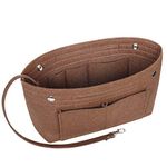 MISIXILE Felt Purse Organizer Insert Handbag Organizer,Tote Bag in Bag Organizer Fits Speedy Neverfull with Handles Keychain,coffee-S