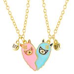 2 Pieces Half Heart Bff Necklace Friendship Necklace for Women Men Friends Birthday Gifts(Sheep Style)