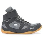 East Star Sports Wrestling Pro High-Top Athletic Shoes, Professional Wrestling Footwear with Mesh Upper, Gum Rubber Sole, Available in Black, Navy, Grey (GREY, UK Footwear Size System, Adult, Men, Numeric, Medium, 8)