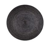 7 Ft Handmade Durrie Natural Flat Woven Dark Grey Jute Rug Braided Weave & Round Shape Rug for Bedroom Kitchen Living Room and Farmhouse