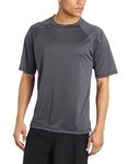 Kanu Surf Men's Solid Rashguard UPF 50+ Swim Tee, Charcoal, XX-Large