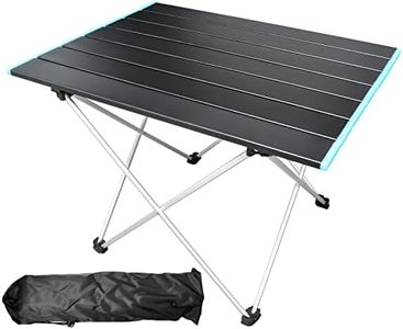 RIGIDON Mesa Plegable Camping, 56 x 40cm Portátil Aluminio Pequeña Mesa de Picnic Plegable, Exterior Table Camping, Ultraligero Compacta para Picnic, Playa, Senderismo, Viajes, Pesca (Negro)