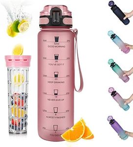 Opard 32oz Sports Water Bottle with Motivational Time Marker to Drink, Reusable BPA Free Tritan with Filter for Gym and Outdoor