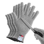 YINENN 2 Pairs ( 4 Gloves ) Cut Resistant Gloves Food Grade Level 5 Protection,Kitchen Cut Gloves for Oyster Shucking,Fish Fillet Processing,Mandolin Slicing,Meat Cutting,Wood Carving-(Small)