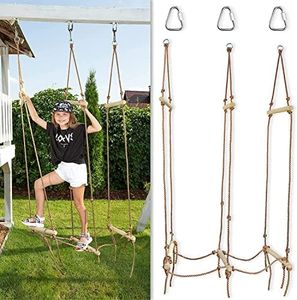 Rickety bridge rope ladder - ninja slack line accessories - backyard obstacle course accessories for ninja warrior training - rope bridge skip for kids