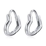 BISAER 925 Sterling Silver Love Heart Hoop Earrings for Teen Girls Small Sleeper Tragus Heart Hoop Earrings for Women Cartilage Jewelry Gifts