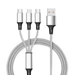 SKYCELL Unbreakable 1.2 Mtr 3 in 1 Multi Car Charger Cable for Fast Charging/Multi Pin USB Charging Cable Compatible for Car, iPhone, iPad, Samsung, Grey