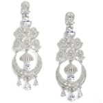 Zeneme Floral Shaped American Diamond Dangle Chandelier Earring For Women And Girls (White Rhodium)