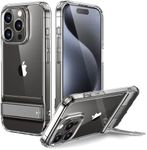 ESR for iPhone 15 Pro Max Case, Metal Kickstand Case, 3 Stand Modes, Military-Grade Drop Protection, Supports Wireless Charging, Slim Back Cover with Patented Kickstand, Boost Series, Clear