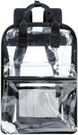 Clear Backpack, Heavy Duty Transparent Bookbag, Large See Through PVC Backpacks for Women and Men - Black
