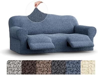 PAULATO BY GA.I.CO. Recliner Sofa Cover - Reclining Couch Slipcover - Soft Polyester Fabric Slipcover - 1-Piece Form Fit Stretch Furniture Protector - Mille Righe Collection - Blue (Couch Cover)