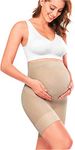 Peauty Maternity Shapewear Shorts Women's Soft and Seamless Elastic High Waist Mid Thigh Pregnancy Boyshorts Nude XL