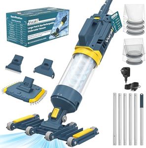Vucaki 5-in-1 Cordless Pool Vacuum with 14" Wheel Vacuum Head, 10.8FT Telescopic Pole,18.9GPM Suction, 70Min Runtime, Handheld Cleaner for Inground & Above Ground Pools and Spas