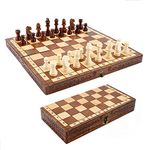 Syrace Folding Hand Crafted Wooden Chess Set Chess Board, Gifts for Women Men, Gifts Toys for Boys Girls