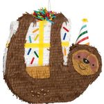 Sloth Shaped Drum Pinata (46cm x 41cm) - Fun & Unique Brown Party Piece - Perfect for Kids & Adults - 1 Pc