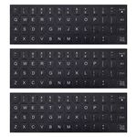 3PCS Universal English Keyboard Letter Stickers, Replacement English Keyboard Stickers with Black Background and White Lettering for PC Computer Laptop Desktop-English