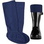 SUFFUSE Mens Polor Fleece Wellington Boot Socks Thermal Liner Wellie Camping Welly Warm Size 6-11 (Navy Blue)