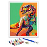 ifymei Paint by Numbers for Adults, Children, Beginners, DIY Gift Arts Kits with Brushes and Acrylic Pigment, 16x20 Inch Colorful Dinosaurs [Without Frame]