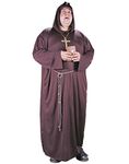 Fun World Men's Plus-size Monk Plus Size Adult Costume, brown, Plus Size up to 6'2" / 300 lbs.