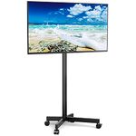 RFIVER Mobile TV Stand on Wheels for 23-55inch LCD LED Flat/Curved Screen TVs, Height Adjustable Rolling TV Cart Portable Floor Stand Trolley up to 40kg, Max. VESA 400x400mm