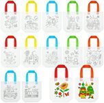 36 Pcs Coloring Goodie Bags Reusable Canvas Bag Color Your Own Bag Bulk Return Gifts for Kids Birthday Craft Art Party Favors Supplies Goody Girls Boys Valentines Carnival School Activities, 6 Styles