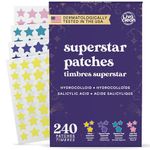 LivaClean 240 Count Mixed Colors Superstar Patches - Hydrocolloid Covers, Yellow Stars Patches, Cute Face Patches, Star Patches for Face