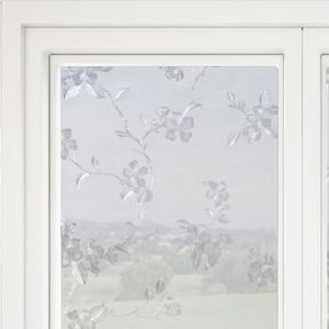 Navaris Privacy Film for Glass Windows - Frosted Window Film - Opaque Self Adhesive Covering - No Adhesives for Easy Application and Removal - Floral Print 1