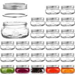 Tebery 24 Pack Home Glass Mason Jars with Silver Metal Airtight Lids and Bands, 8-Ounce Wide Mouth Glass Canning Jars for for Canning, Preserving, Meal Prep, Overnight Oats, Jam, Jelly